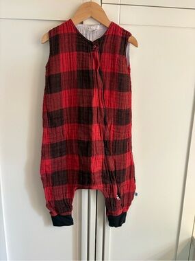 Lightweight Little Unicorn Red and Black Buffalo Plaid Muslin Sleep Sack Walker
